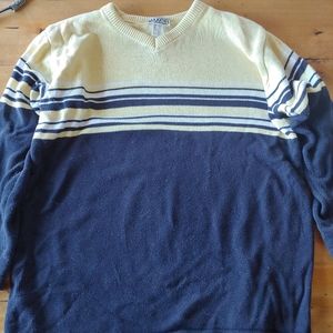 Yellow and Blue Retro V Neck Sweater